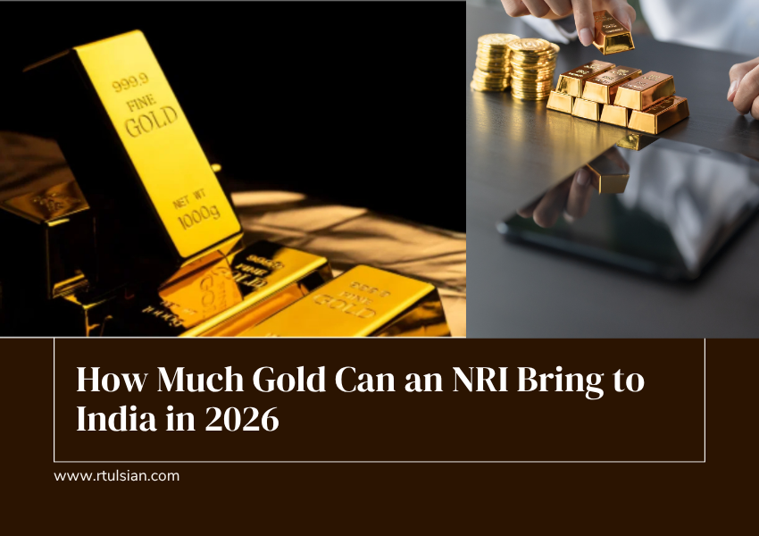Gold bars and coins representing NRI gold import rules in India 2026